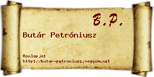 Butár Petróniusz névjegykártya